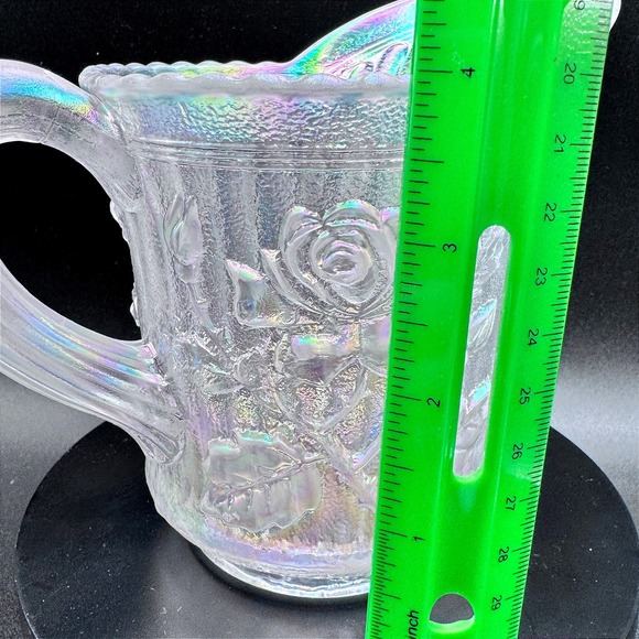 Imperial Glass Iridescent Rose Carnival Glass Creamer Pitcher Clear Opalescent - Picture 6 of 9